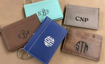 Leather and canvas monogrammed gift items